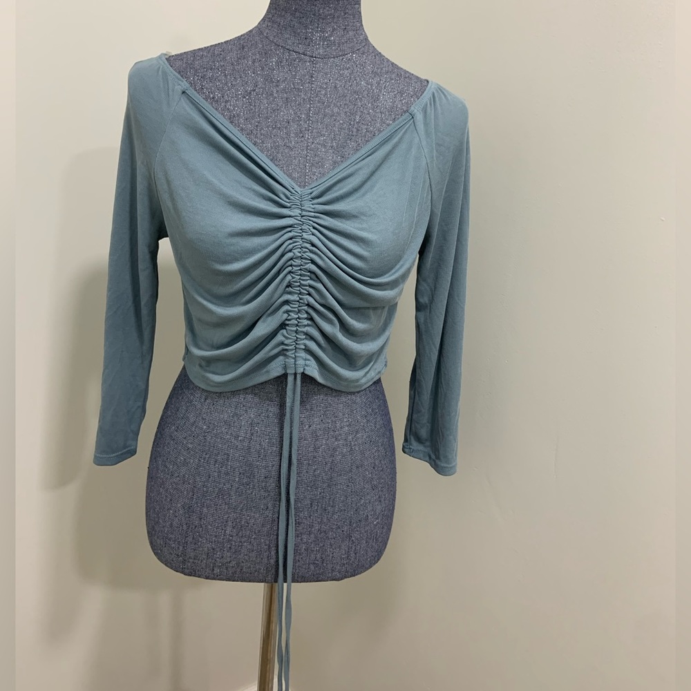 Light Blue Middle Adjustable tie mid sleeve Top